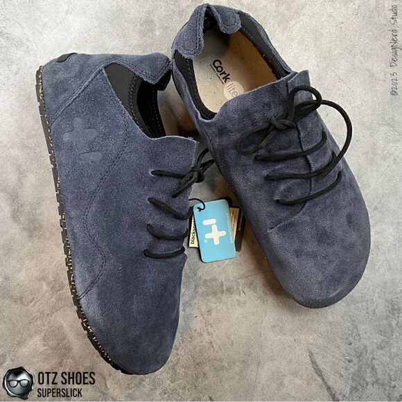 OTZ SHOES OTZ1-SUPERSLICK LACE UP MINIMALIST SHOES IN NAVY BLUE SUEDE LEATHER - Picture 10 of 16